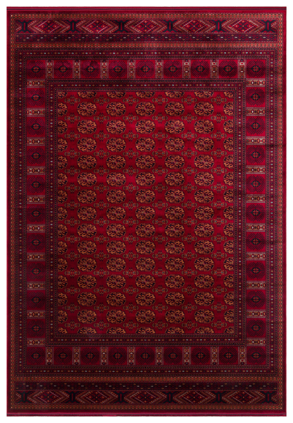 Zivra Bordo Lacivert Geometrik Desenli Klasik Halı