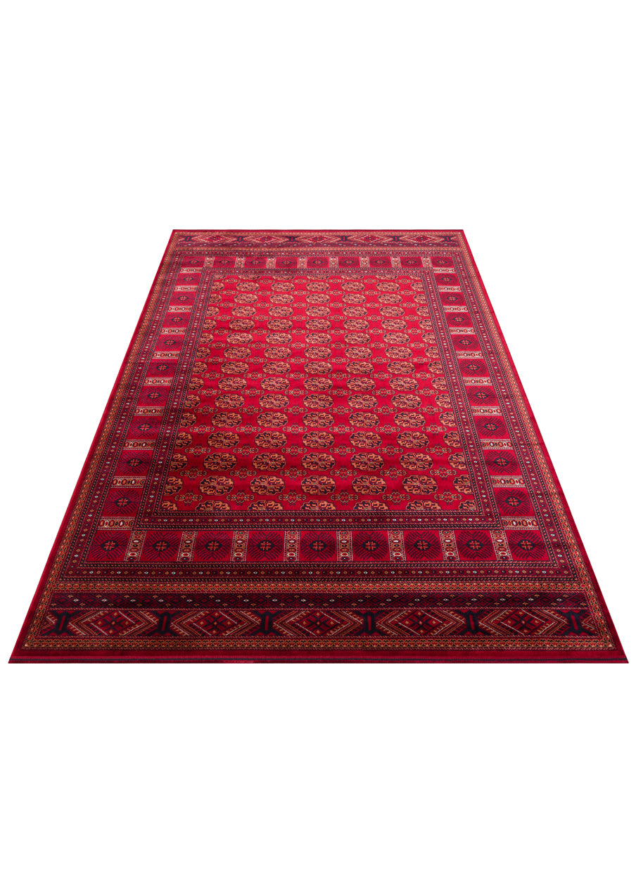 Zivra Bordo Lacivert Geometrik Desenli Klasik Halı – kenar detayı