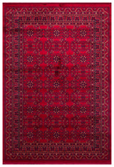 Zivra Red Navy Geometric Pattern Machine-Made Rug