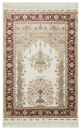 Sovivo Creme-Bordeaux Gebetsteppich mit Mihrab