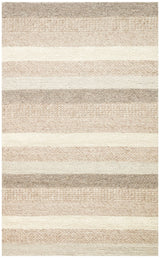 Kanaro Beige Brown Modern Striped Wool Rug