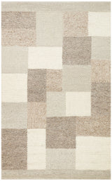 Kanaro Beige Grey Modern Geometric Wool Rug