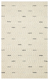 Alfombra moderna trenzada Kanaro color crudo y gris con diseño geométrico