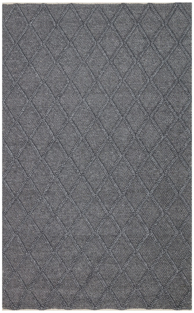 Kanaro Koyu Gri Geometrik Desenli Modern Örgü Halı