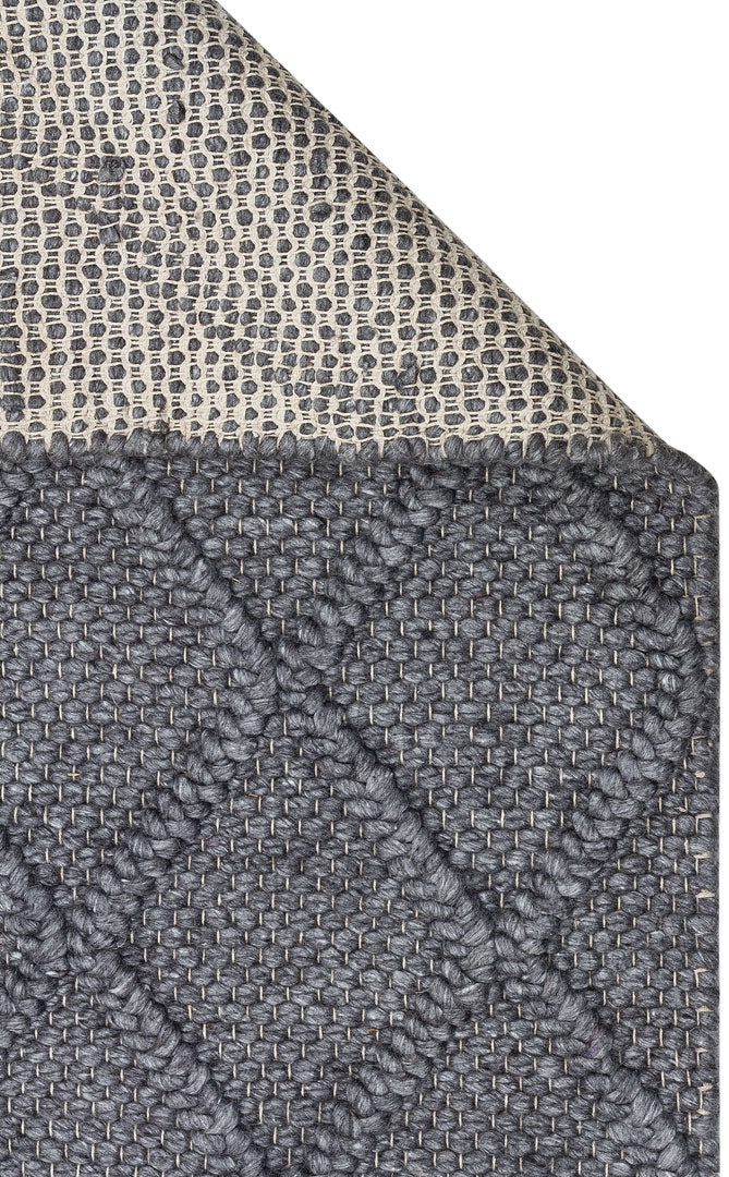 Kanaro Koyu Gri Geometrik Desenli Modern Örgü Halı – genel görünüm