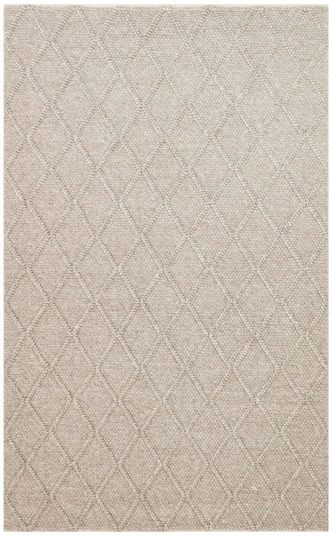 Kanaro Bej Geometrik Desenli Modern Yün Halı