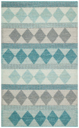 Kanaro Türkis Grau Moderner Geometrischer Wollteppich