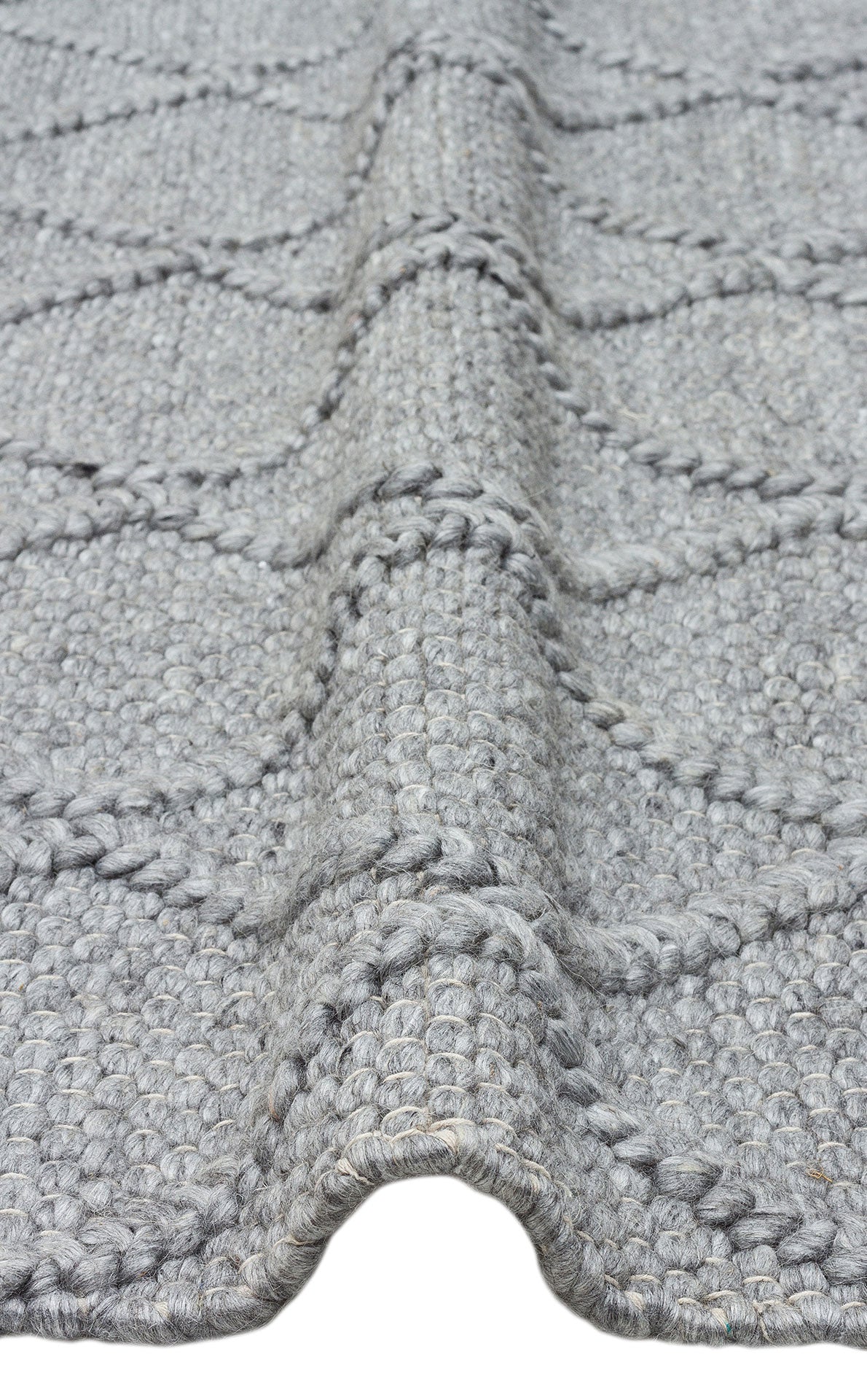 Kanaro Gri Beyaz Geometrik Yün Polyester Halı – doku yakın çekim
