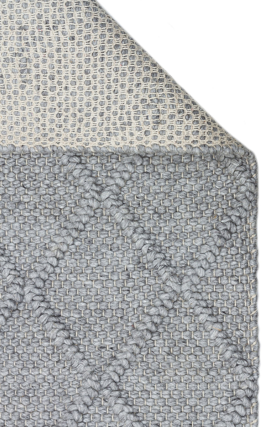 Kanaro Gri Beyaz Geometrik Yün Polyester Halı – genel görünüm