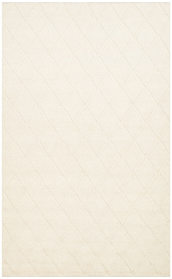 Kanaro Ekru Beyaz Modern Geometrik Yün Halı