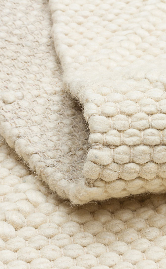 Kanaro Ekru Beyaz Modern Geometrik Yün Halı – genel görünüm