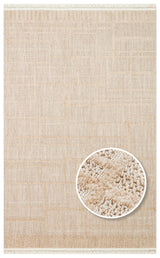 Zamvi Beige Rug with a Solid Base, Subtle Tonal Gradation, and Low Pile
