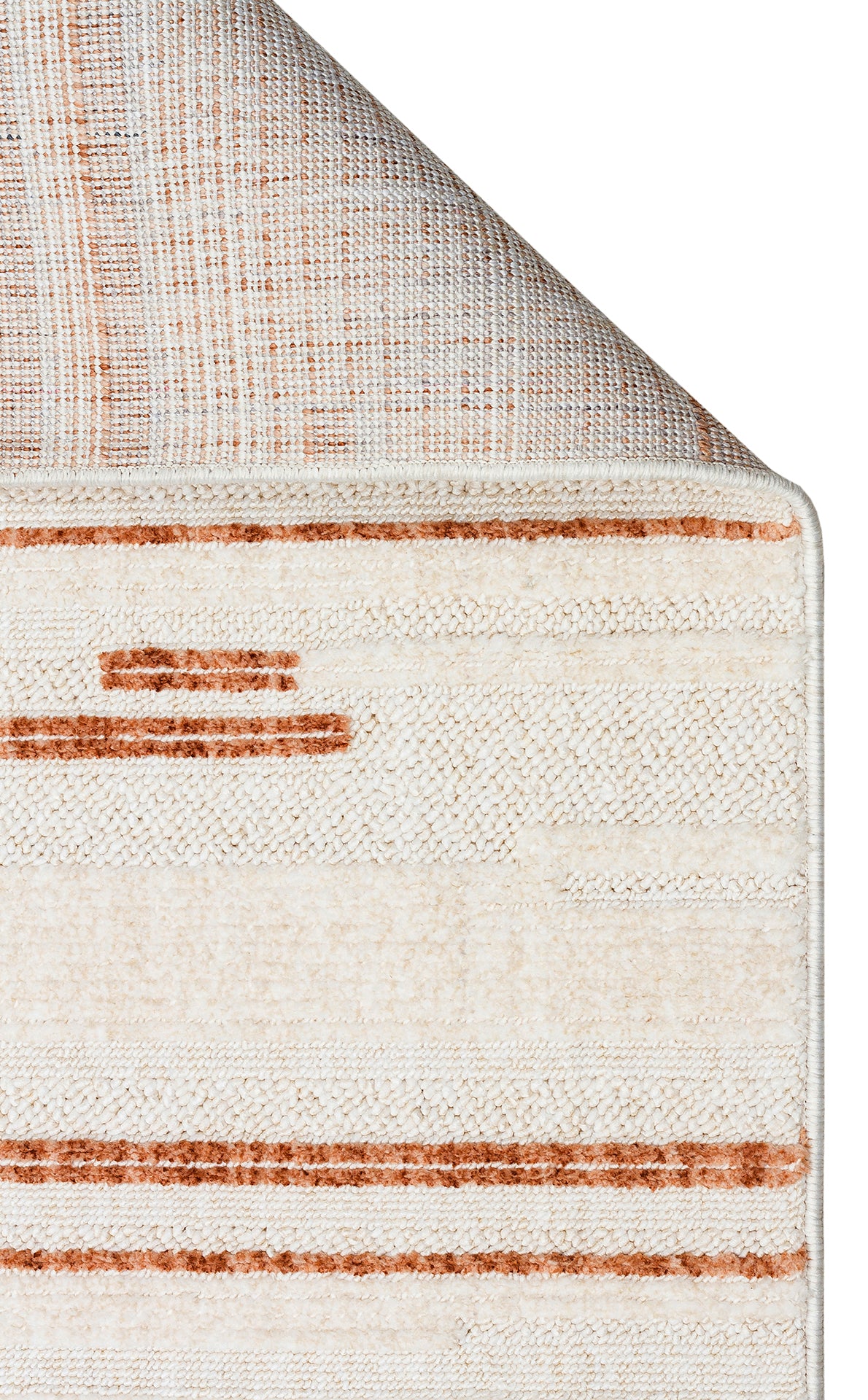 Zamvi Krem Zeminli Terracotta Çizgili Modern Halı – genel görünüm