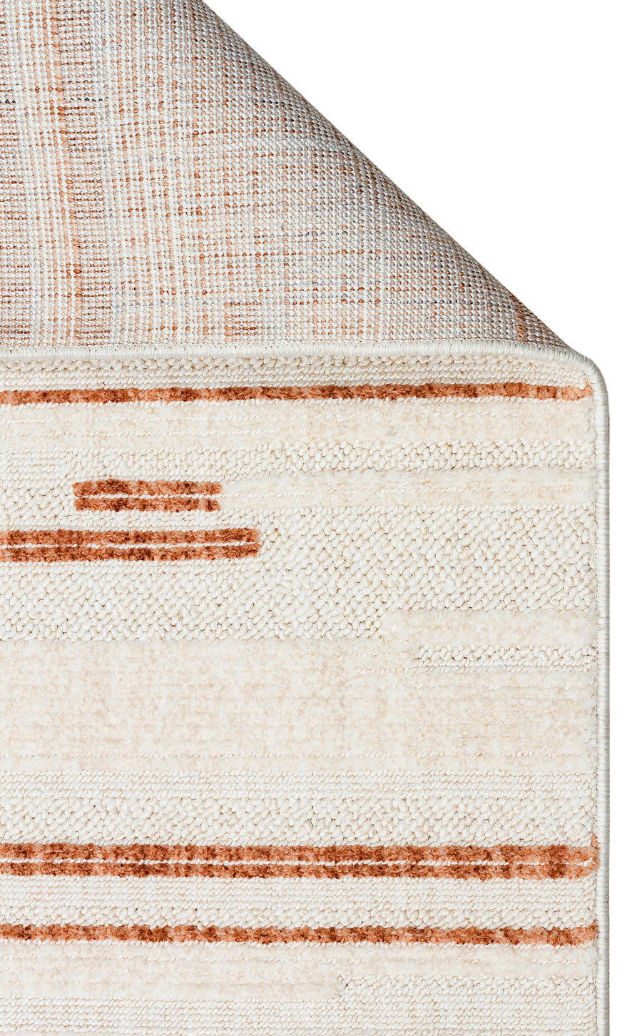 Zamvi Krem Zeminli Terracotta Çizgili Modern Halı – genel görünüm