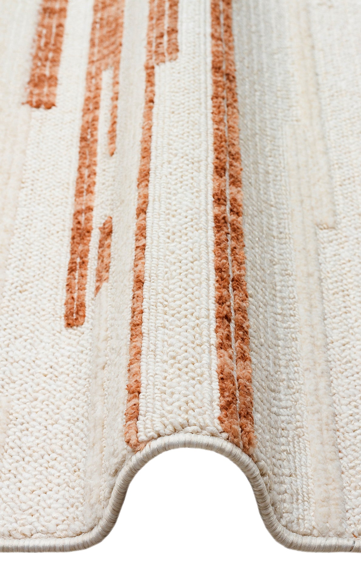 Zamvi Krem Zeminli Terracotta Çizgili Modern Halı – doku yakın çekim