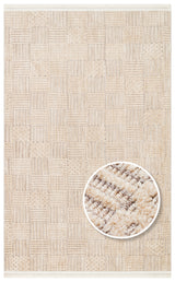 Zamvi Modern Beige Rug with Textured Square Blocks
