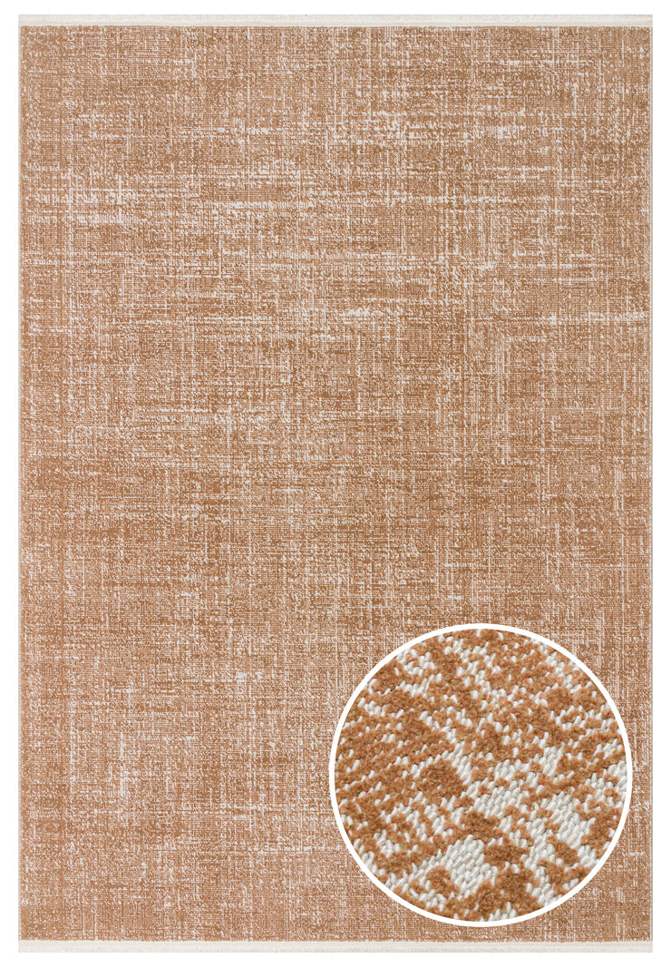 Komra Kahverengi Beyaz Soyut Desenli Modern Polyester Halı