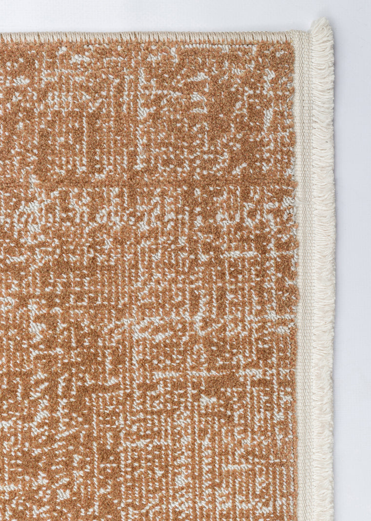 Komra Kahverengi Beyaz Soyut Desenli Modern Polyester Halı – genel görünüm