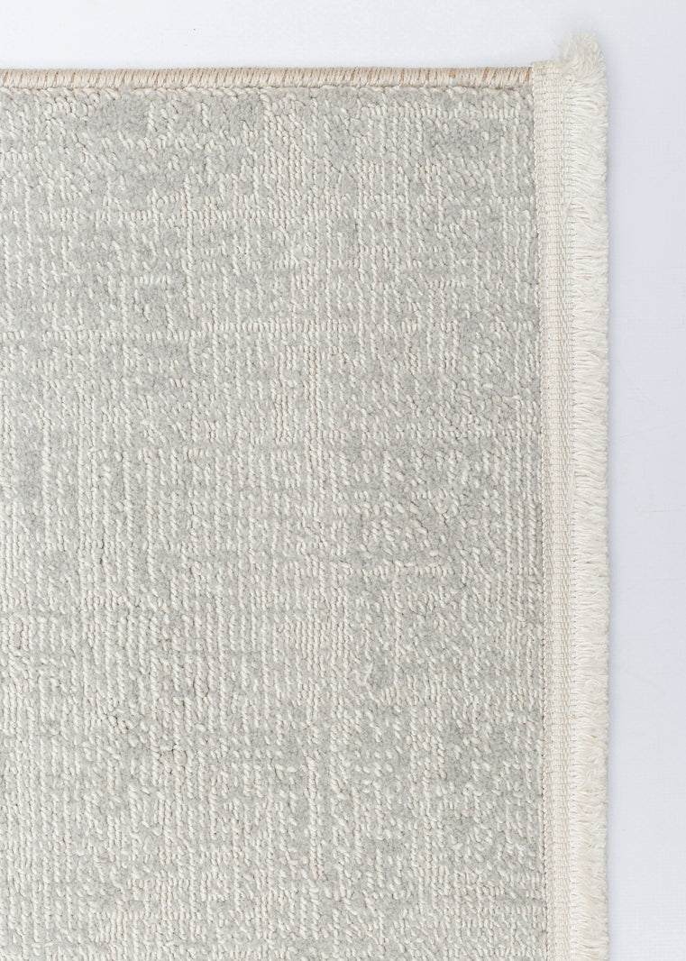 Komra Gri Beyaz Modern Düz Desenli Polyester Halı – genel görünüm