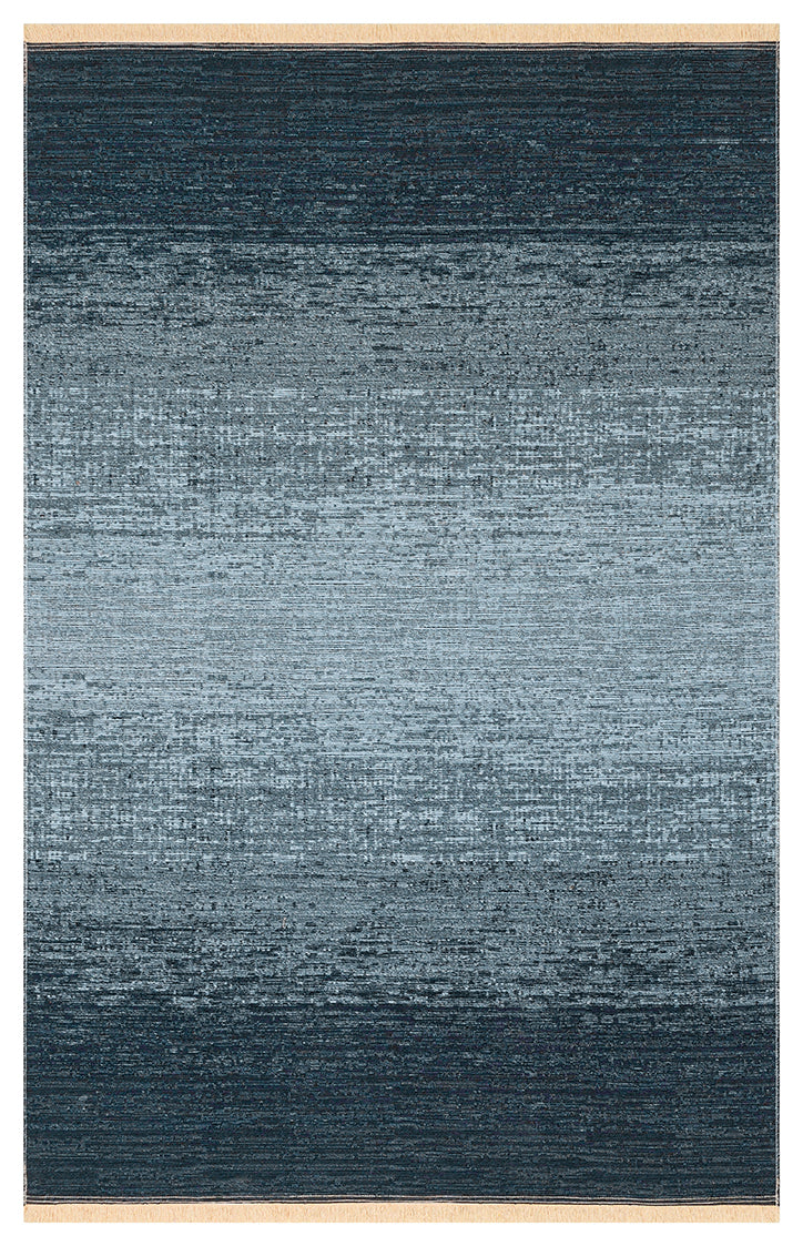 Tasene Lacivert Gri Soyut Desenli Yıkanabilir Modern Kilim