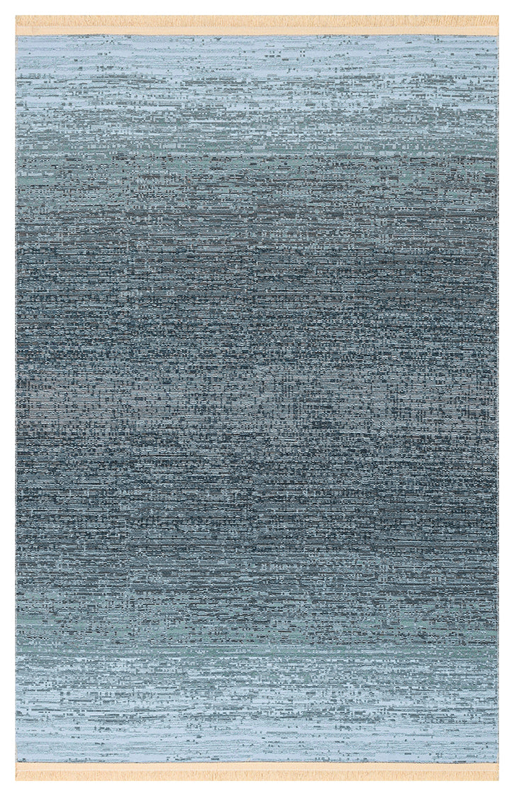Tasene Lacivert Gri Soyut Desenli Yıkanabilir Modern Kilim – arka yüz görünümü