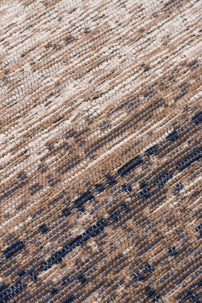 Tasene Bej Lacivert Modern Soyut Desenli Kilim – doku yakın çekim