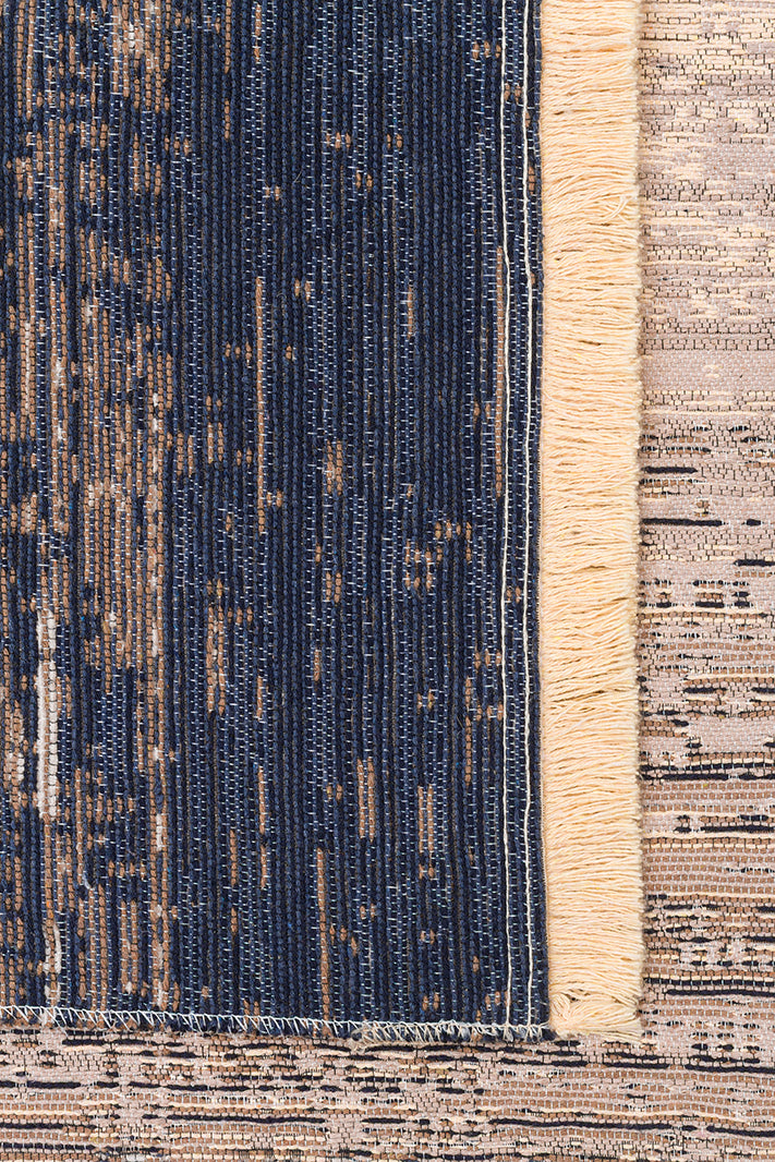 Tasene Bej Lacivert Modern Soyut Desenli Kilim – detay görünümü