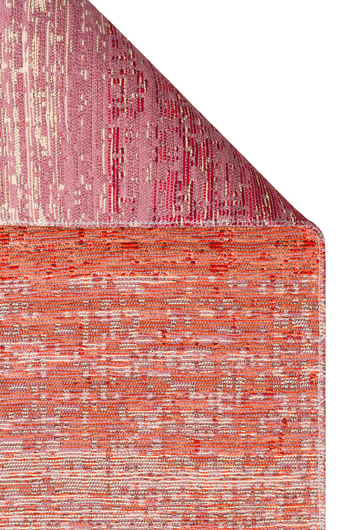 Tasene Pembe Turuncu Soyut Desenli Modern Kilim – genel görünüm
