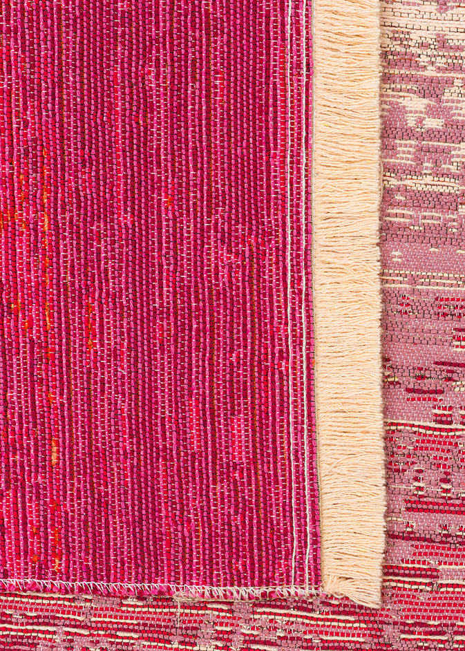 Tasene Pembe Turuncu Soyut Desenli Modern Kilim – detay görünümü