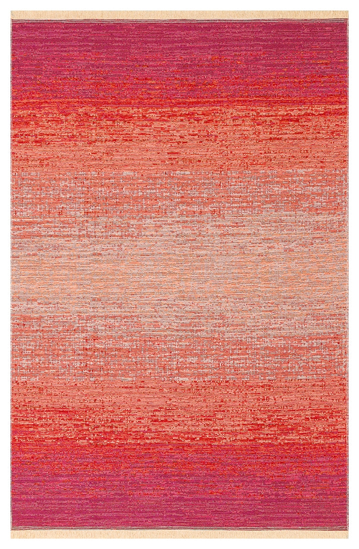 Tasene Pembe Turuncu Soyut Desenli Modern Kilim