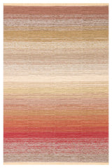 Tasene Beige Red Striped Modern Cotton Kilim