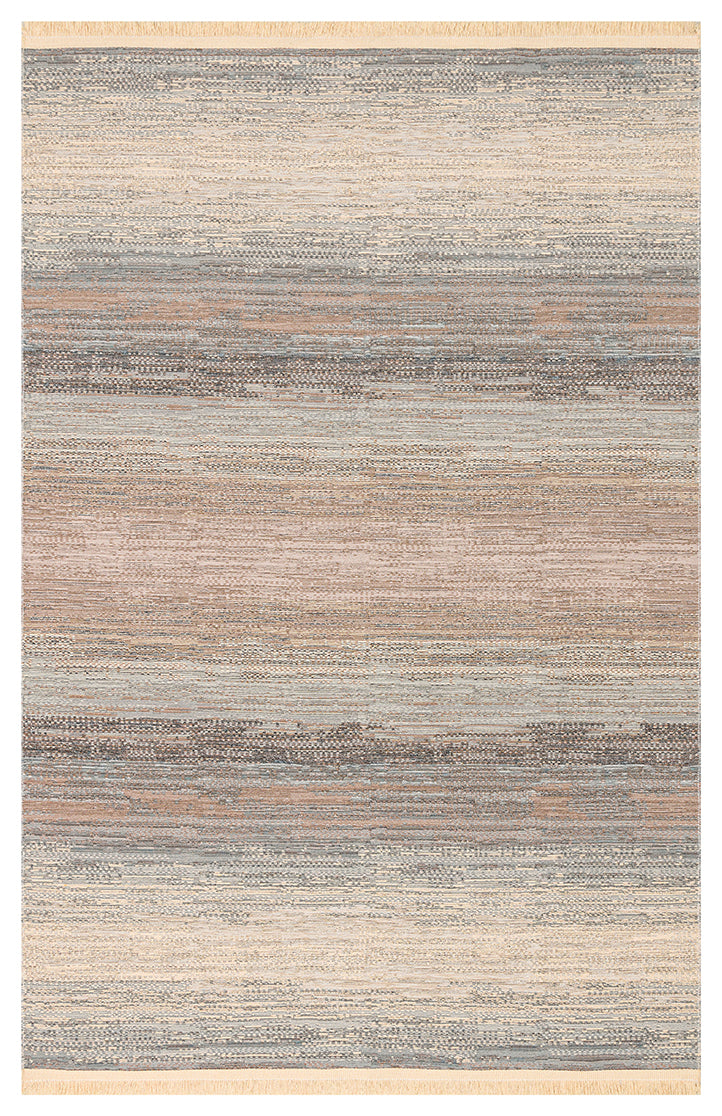 Tasene Gri Bej Soyut Desenli Modern Polyester Pamuk Kilim – arka yüz görünümü