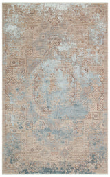 Tesle Beige Blue Abstract Pattern Modern Machine-Made Rug