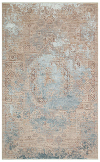 Tesle Beige Blue Abstract Patterned Modern Machine-Made Rug