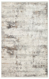 Tapis Klevra blanc et gris à motif abstrait moderne, tissé à la machine
