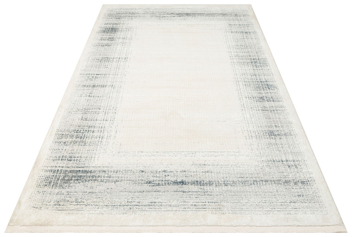 Gekla Beyaz Gri Soyut Desenli Modern Halı – detay görünümü