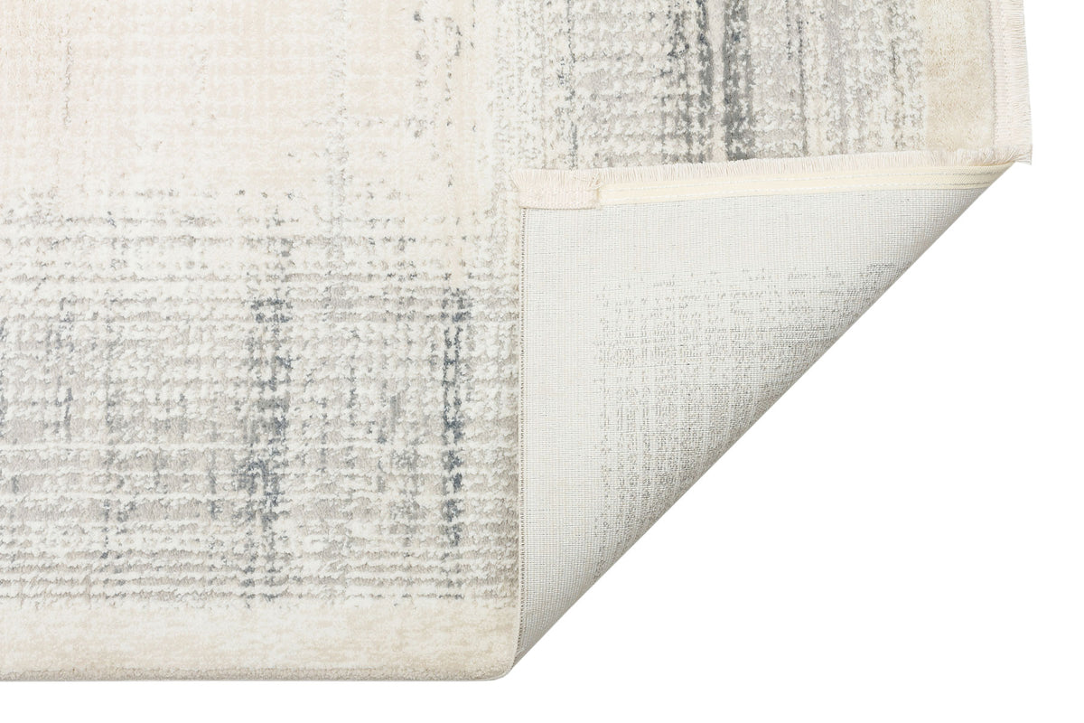 Gekla Beyaz Gri Soyut Desenli Modern Halı – mekânda kullanım