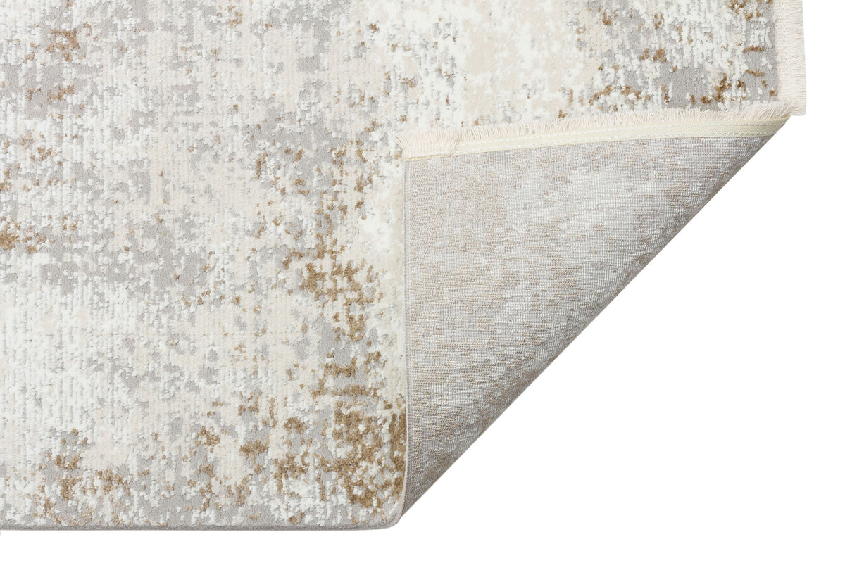 Gekla Gri Beyaz Soyut Desenli Modern Halı – mekânda kullanım