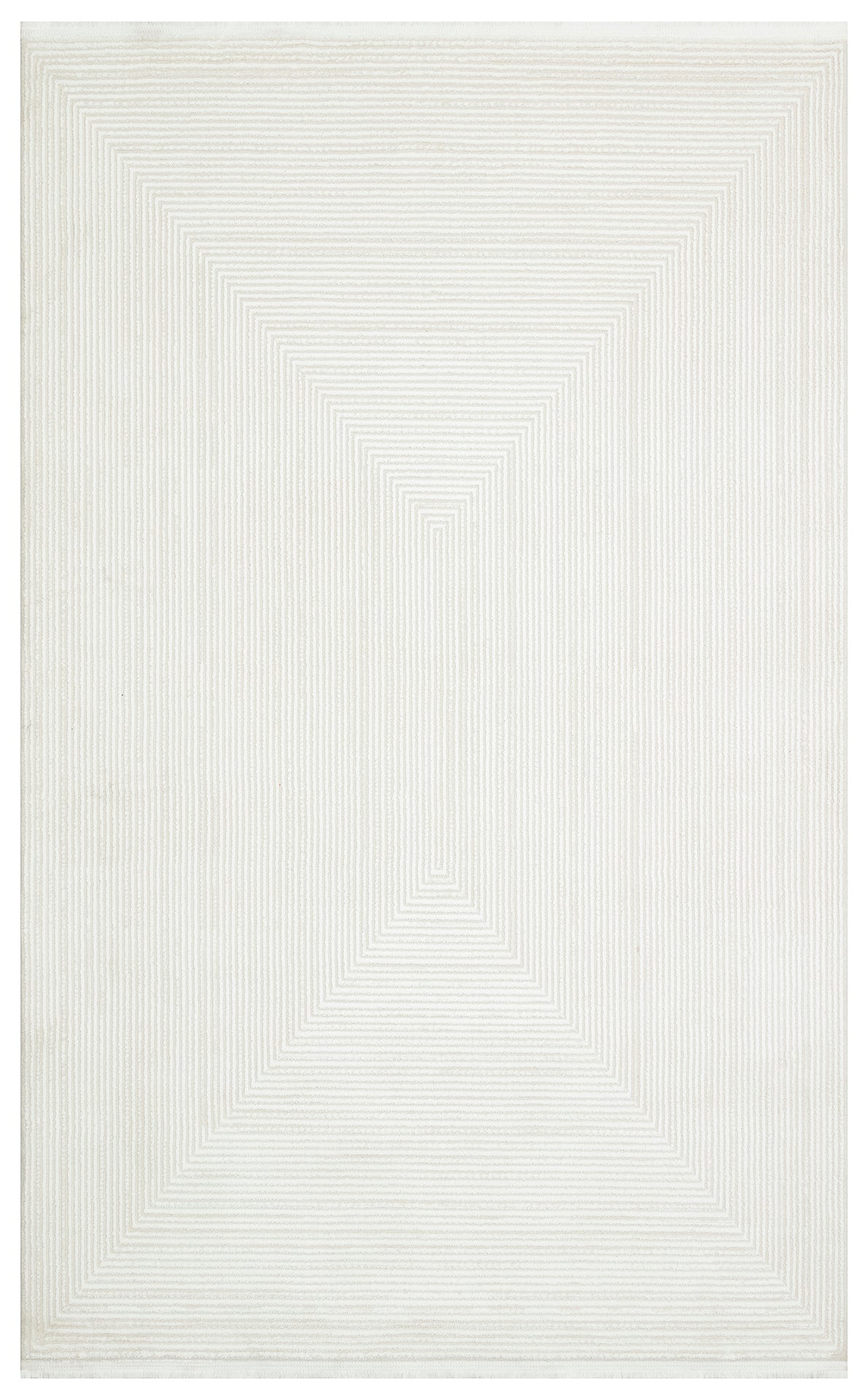 Gekla Beyaz Modern Geometrik Kabartmalı Kilim