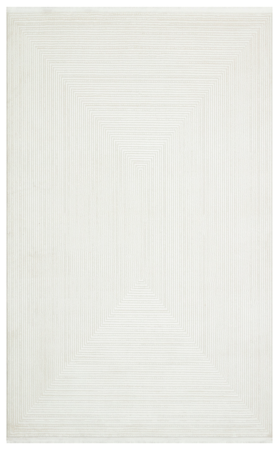 Gekla Beyaz Modern Geometrik Kabartmalı Kilim