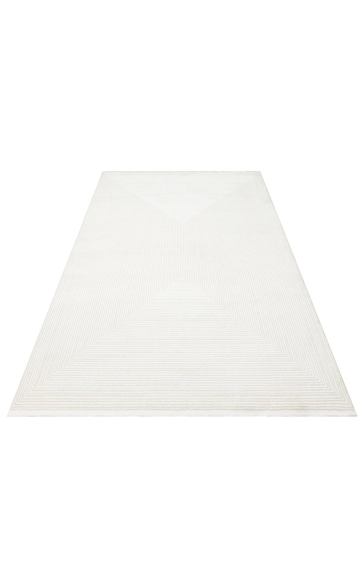 Gekla Beyaz Modern Geometrik Kabartmalı Kilim – mekânda kullanım