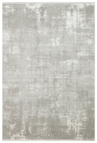 Teyra Gri Beyaz Modern Soyut Polyester Makine Halısı