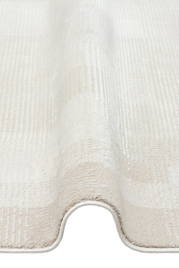 Teyra Bej Ekru Modern Geometrik Polipropilen Halı – doku yakın çekim