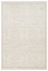 Teyra Tapis beige et écru classique à motifs de médaillons tissé à la machine
