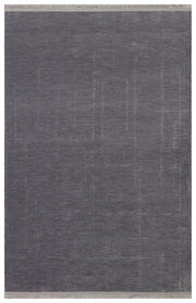 Varni Antrasit İnce Çizgi İzli Kareli Modern Kilim