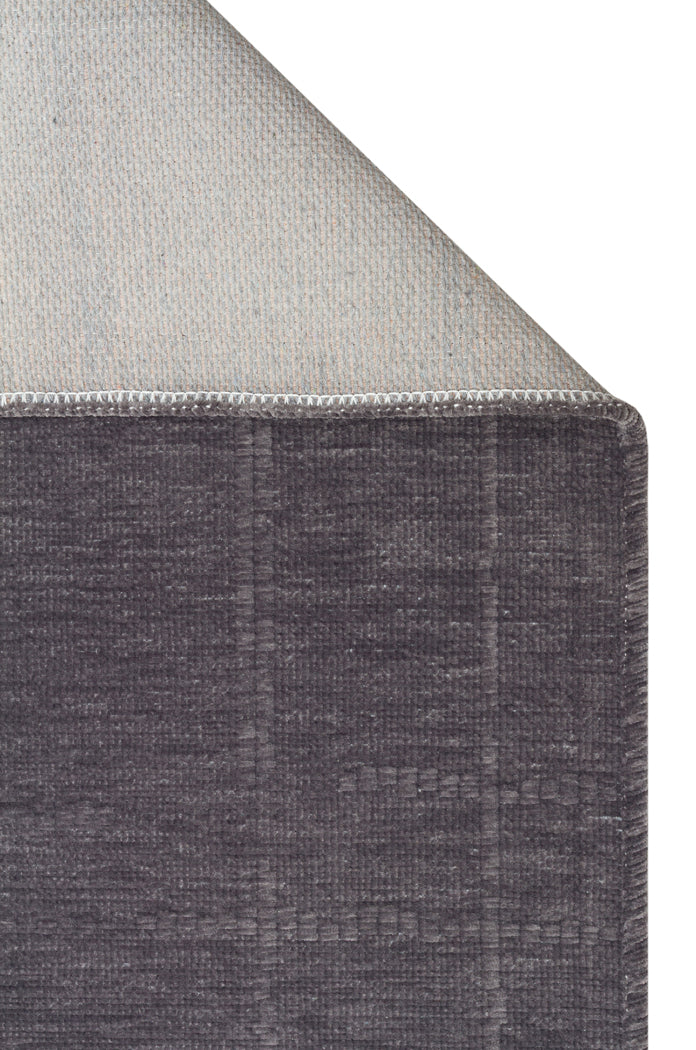 Varni Antrasit İnce Çizgi İzli Kareli Modern Kilim – genel görünüm