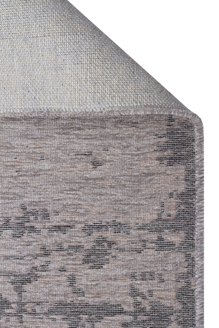 Varni Gri Antrasit Soyut Desenli Modern Pamuk Kilim – genel görünüm