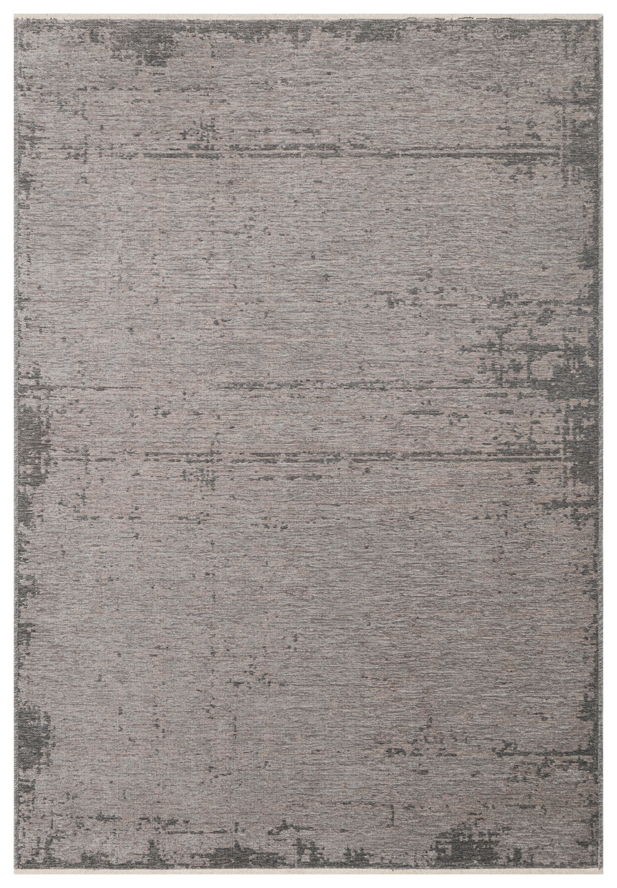 Varni Gri Antrasit Soyut Desenli Modern Pamuk Kilim
