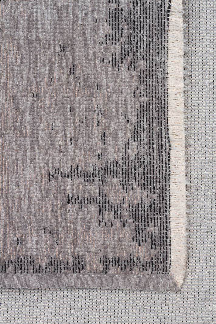 Varni Gri Antrasit Soyut Desenli Modern Pamuk Kilim – detay görünümü