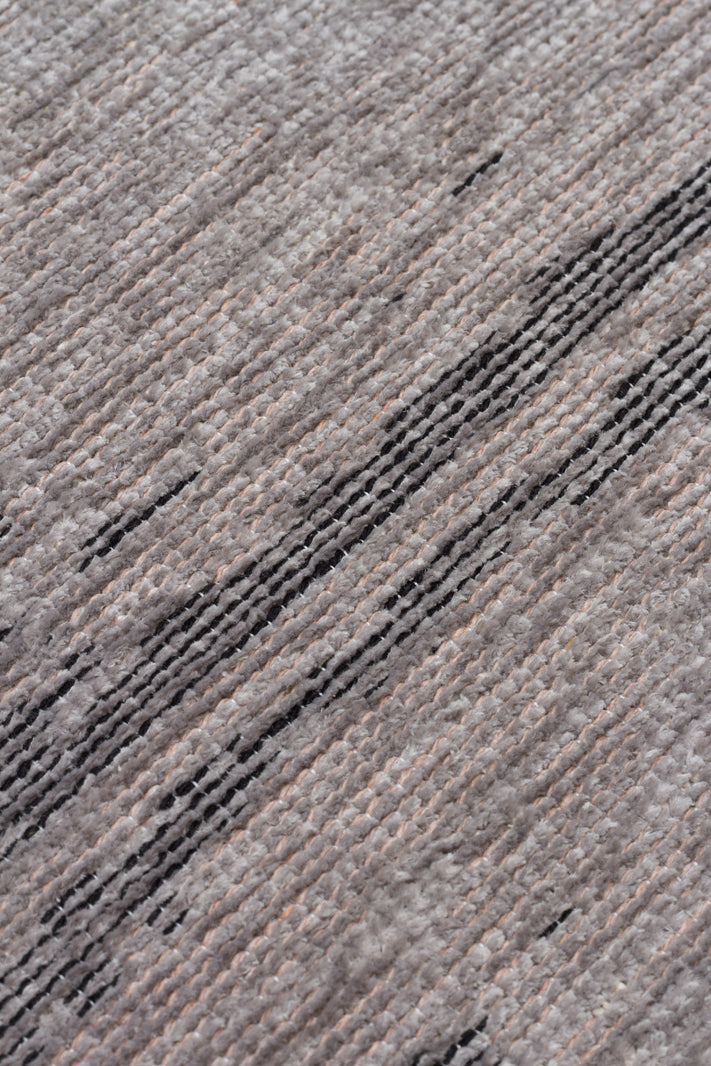 Varni Gri Antrasit Soyut Desenli Modern Pamuk Kilim – doku yakın çekim